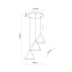 Hängelampen|Bürolampen*TK Lighting Hängelampe Schwarz verstellbar 3-flammig E27 Ø 42 cm CODY