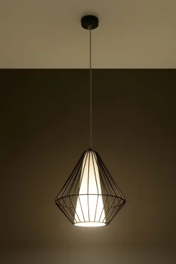 Hängelampen|Esszimmer Lampen*Sollux Hängelampe Schwarz Weiß geometrisch Ø 28 cm Modern E27