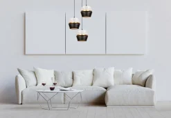 Hängelampen|Bürolampen*Belis Hängelampe Schwarz Weiß Gold Metall B:45 cm E27 3-flmg