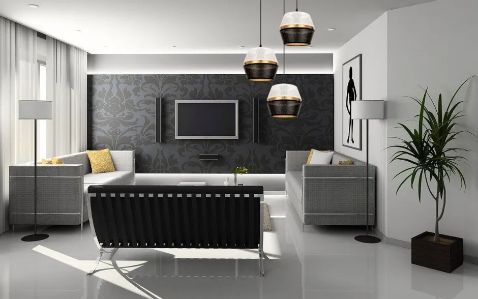 Hängelampen|Bürolampen*Belis Hängelampe Schwarz Weiß Gold Metall B:45 cm E27 3-flmg