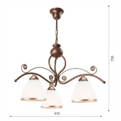 Hängelampen|Jugendstil Lampen*Lamkur Hängelampe Shabby Braun Esstisch Jugendstil 3-flmg