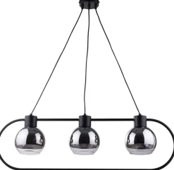 Sigma Hängelampe Silber Schwarz Metall Glas E27 83 cm lang< Hängelampen|Kugellampen