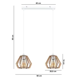 Hängelampen|Bürolampen*Belis Hängelampe Skandinavisch Holz Metall Weiß E27 L:60 cm