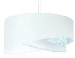 Hängelampen|Bürolampen*BPS Koncept Hängelampe Stoff Ø 50 cm Weiß Hellblau marmoriert rund E27