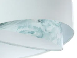 Hängelampen|Bürolampen*BPS Koncept Hängelampe Stoff Ø 50 cm Weiß Hellblau marmoriert rund E27