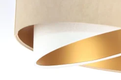 Hängelampen|Bürolampen*BPS Koncept Hängelampe Stoff Beige Gold E27 rund D: 50 cm Velours Optik