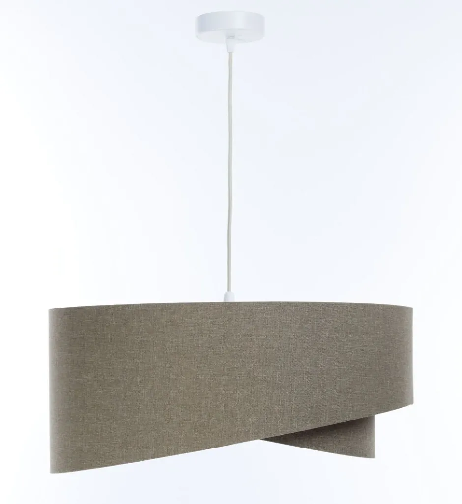 BPS Koncept Hängelampe Stoff E27 D: 60 cm rund Braun Stoff Modern INGRAM< Hängelampen|Bürolampen