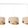Wohnzimmerlampen|Esszimmer Lampen*BPS Koncept Hängelampe Stoff Esstisch 3-flammig in Weiß Beige Gold E27