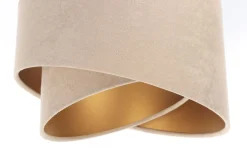 Wohnzimmerlampen|Esszimmer Lampen*BPS Koncept Hängelampe Stoff Esstisch 3-flammig in Weiß Beige Gold E27