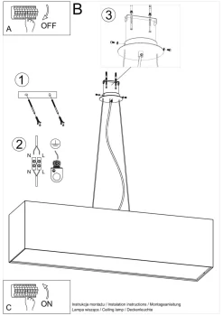 Sollux Hängelampe Stoff Glas Weiß 120 cm breit blendarm 5x E27< Hängelampen|Esszimmer Lampen