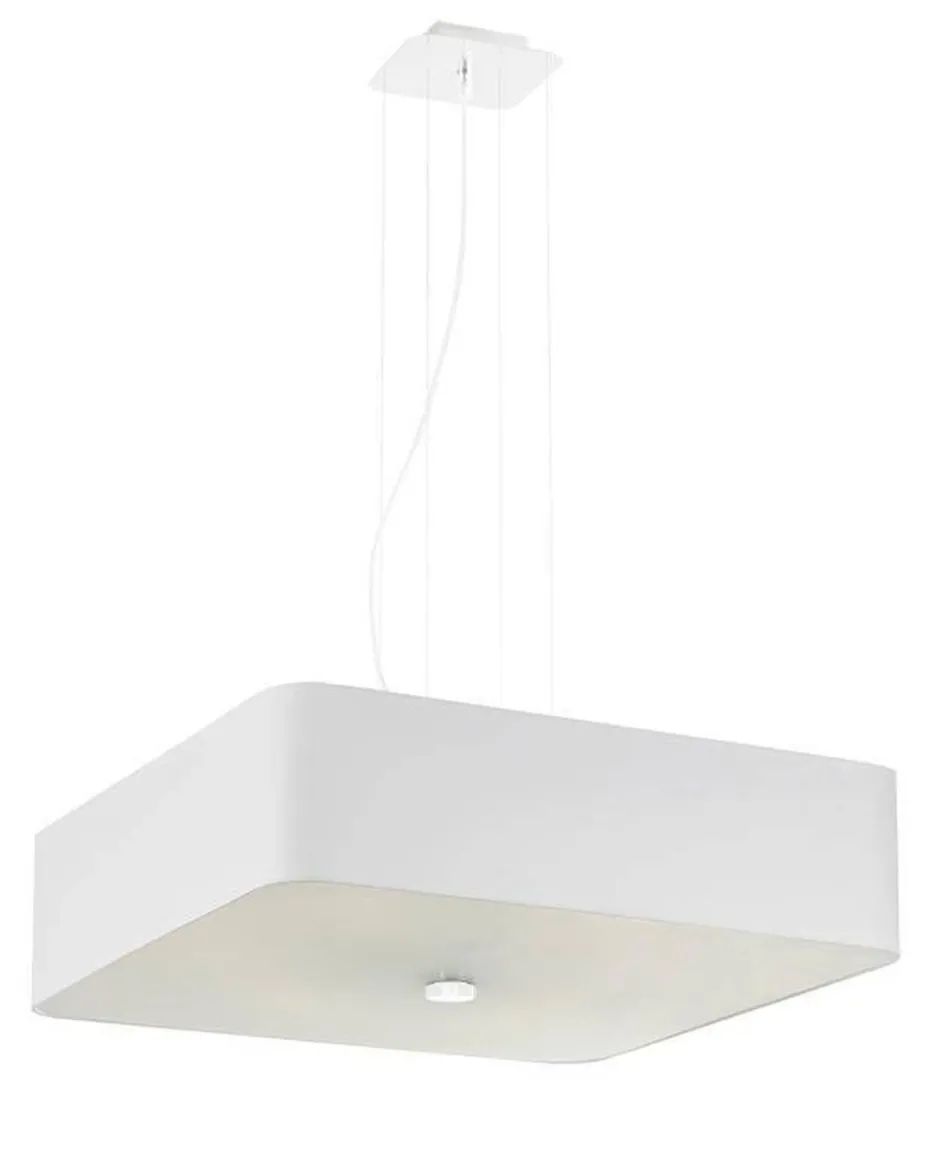 Wohnzimmerlampen|Stofflampen*Sollux Hängelampe Stoff Glas Weiß eckig Modern blendarm