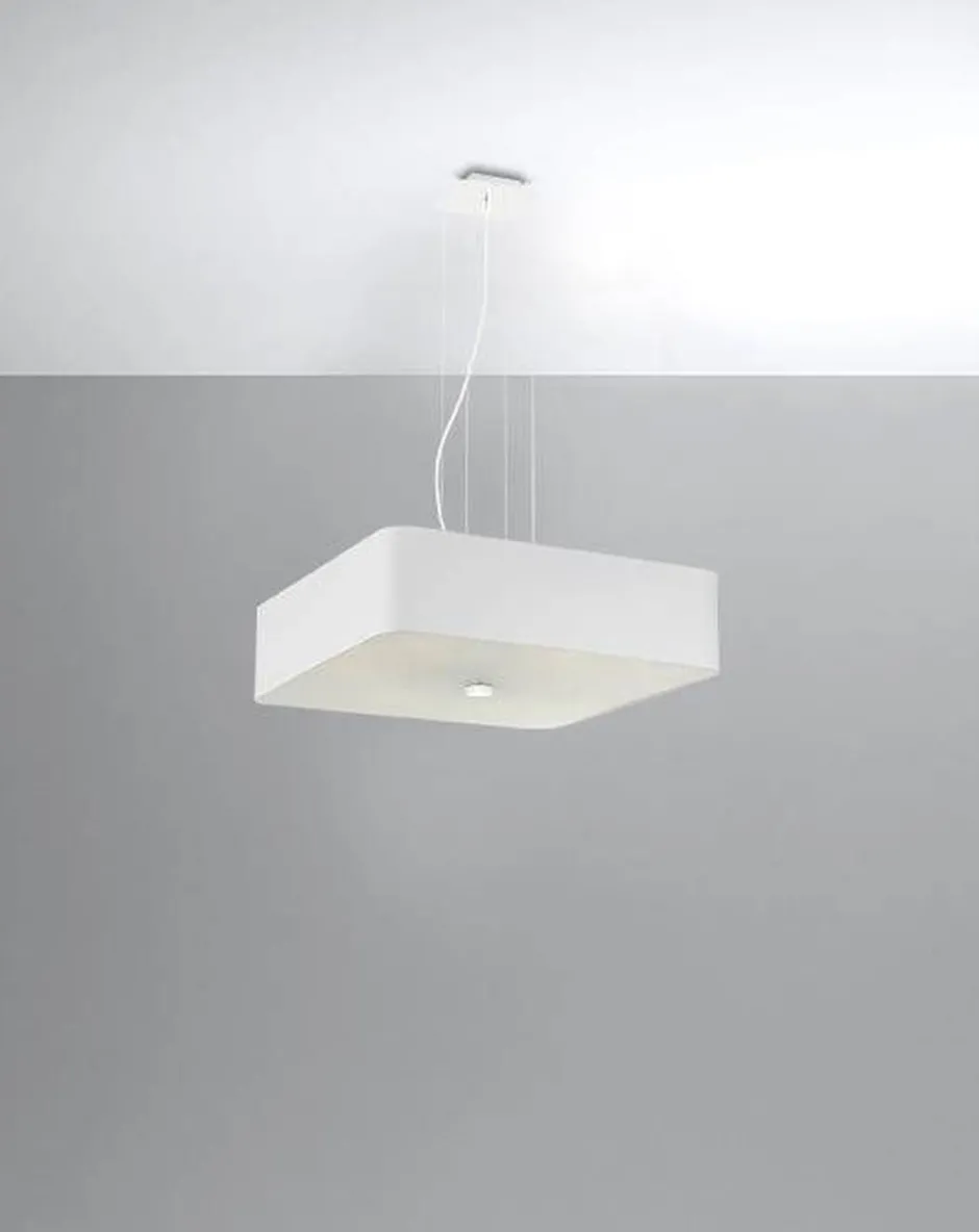 Wohnzimmerlampen|Stofflampen*Sollux Hängelampe Stoff Glas Weiß eckig Modern blendarm