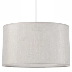 Schlafzimmer Lampen|Küchenlampen*Lamkur Hängelampe Stoff in Silber Ø 35 cm verstellbar Modern E27