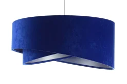 Bürolampen|Schlafzimmer Lampen*BPS Koncept Hängelampe Stoff Kobaltblau Silber E27 rund D: 50 cm