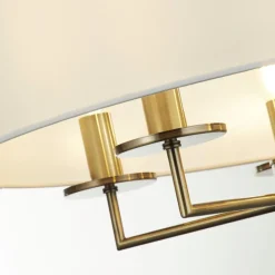 Searchlight Hängelampe Stoff Metall Ø 55 cm 5x E14 in Messing Antik Weiß< Hängelampen|Esszimmer Lampen