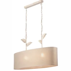 Küchenlampen|Stofflampen*Lamkur Hängelampe Stoff Metall B: 89 cm in Gold 2-flammig E27