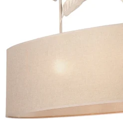 Küchenlampen|Stofflampen*Lamkur Hängelampe Stoff Metall B: 89 cm in Gold 2-flammig E27