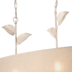 Küchenlampen|Stofflampen*Lamkur Hängelampe Stoff Metall B: 89 cm in Gold 2-flammig E27