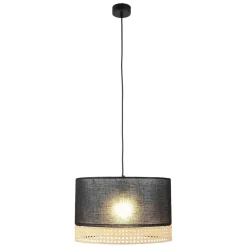 TK Lighting Hängelampe Stoff Metall E27 in Schwarz Braun< Hängelampen|Esszimmer Lampen