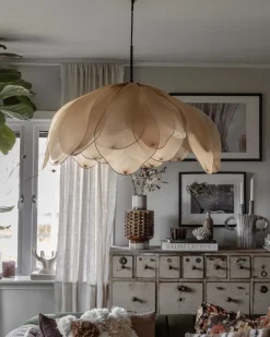 By Rydéns Hängelampe Stoff Metall E27 80 cm breit biegsam Natur< Hängelampen|Wohnzimmerlampen