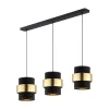 TK Lighting Hängelampe Stoff Metall 3-flammig Schwarz Gold Modern< Wohnzimmerlampen|Stofflampen