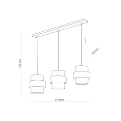 TK Lighting Hängelampe Stoff Metall 3-flammig Schwarz Gold Modern< Wohnzimmerlampen|Stofflampen