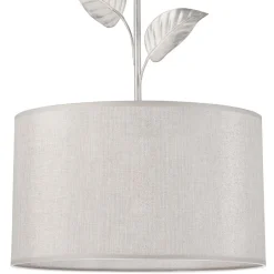 Schlafzimmer Lampen|Küchenlampen*Lamkur Hängelampe Stoff Metall in Silber E27 Ø 35 cm Landhaus