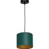 Luminex Hängelampe Stoff Metall Petrol Gold L:18 cm gemütlich< Hängelampen|Bürolampen