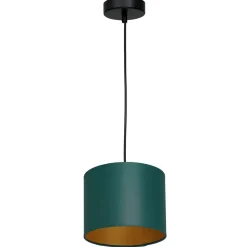 Luminex Hängelampe Stoff Metall Petrol Gold L:18 cm gemütlich< Hängelampen|Bürolampen