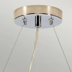 Elstead Hängelampe Stoff rund Ø36cm in Creme Chrom blendarm< Moderne Lampen|Stofflampen