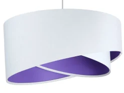 Hängelampen|Esszimmer Lampen*BPS Koncept Hängelampe Stoff rund Ø50cm Weiß Lila Wohnzimmer