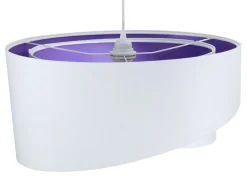 Hängelampen|Esszimmer Lampen*BPS Koncept Hängelampe Stoff rund Ø50cm Weiß Lila Wohnzimmer