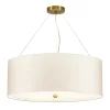 Moderne Lampen|Stofflampen*Elstead Hängelampe Stoff Schirm rund Ø66cm in Creme Messing