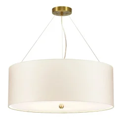 Moderne Lampen|Stofflampen*Elstead Hängelampe Stoff Schirm rund Ø66cm in Creme Messing