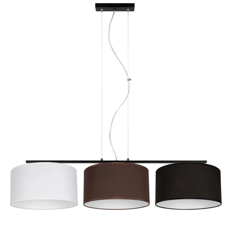 Belis Hängelampe Stoff Weiß Braun Schwarz E27 100 cm lang< Bürolampen|Wohnzimmerlampen