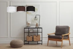 Belis Hängelampe Stoff Weiß Braun Schwarz E27 100 cm lang< Bürolampen|Wohnzimmerlampen