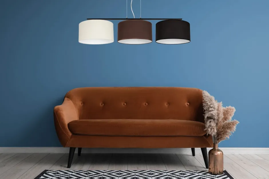 Belis Hängelampe Stoff Weiß Braun Schwarz E27 100 cm lang< Bürolampen|Wohnzimmerlampen