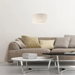 Lamkur Hängelampe Stoff Weiß Creme Ø 35 cm Modern verstellbar E27< Wohnzimmerlampen|Stofflampen