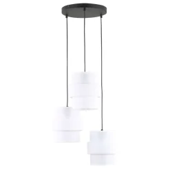 Hängelampen|Bürolampen*TK Lighting Hängelampe Stoff Weiß Schwarz verstellbar E27 3-flammig