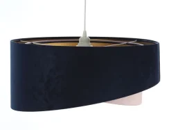 Bürolampen|Schlafzimmer Lampen*BPS Koncept Hängelampe Stoffschirm Blau Rosa Gold E27 rund Ø 50 cm