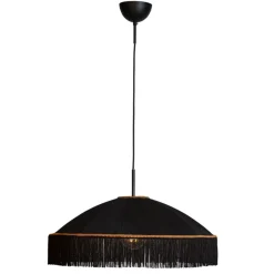 By Rydéns Hängelampe Stoffschirm Fransen D: 60 cm Schwarz Gold E27< Hängelampen|Wohnzimmerlampen