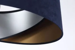 Hängelampen|Bürolampen*BPS Koncept Hängelampe Stoffschirm rund D: 50 cm E27 Blau Gold Silber