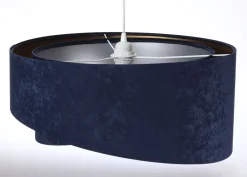 Hängelampen|Bürolampen*BPS Koncept Hängelampe Stoffschirm rund D: 50 cm E27 Blau Gold Silber