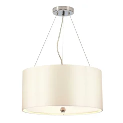 Elstead Hängelampe Stoffschirm rund Ø46cm in Creme Chrom NASIA< Moderne Lampen|Stofflampen