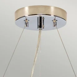 Elstead Hängelampe Stoffschirm rund Ø46cm in Creme Chrom NASIA< Moderne Lampen|Stofflampen