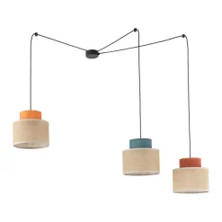 TK Lighting Hängelampe verstellbar B: max. 4 m flexibel Jute Stoff 3x E27< Hängelampen|Bürolampen