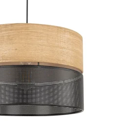 Bürolampen|Schlafzimmer Lampen*TK Lighting Hängelampe verstellbar E27 Ø 38 cm Schwarz Natur CANTU