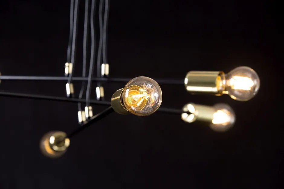 Hängelampen|Esszimmer Lampen*Emibig Hängelampe verstellbar Schwarz Retro 6x E27 Metall