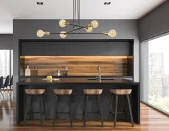 Hängelampen|Esszimmer Lampen*Emibig Hängelampe verstellbar Schwarz Retro 6x E27 Metall