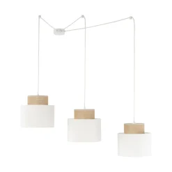 Stofflampen|Retro Lampen*TK Lighting Hängelampe verstellbar Stoff Jute B: max. 4 m E27 3-flammig